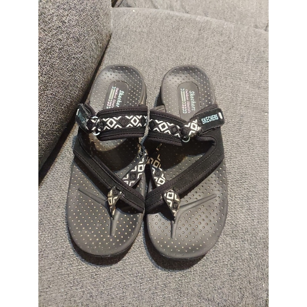 Skechers Outdoor Lifestyle Reggae Trailway Black Toe Ring Sandals Womens Size 8